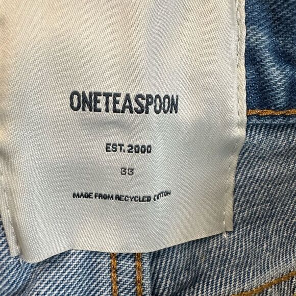 NWT One Teaspoon Women’s 1982s Mid Waist Ripped Berlin Blue Denim Jeans.Size 33 - Picture 4 of 16